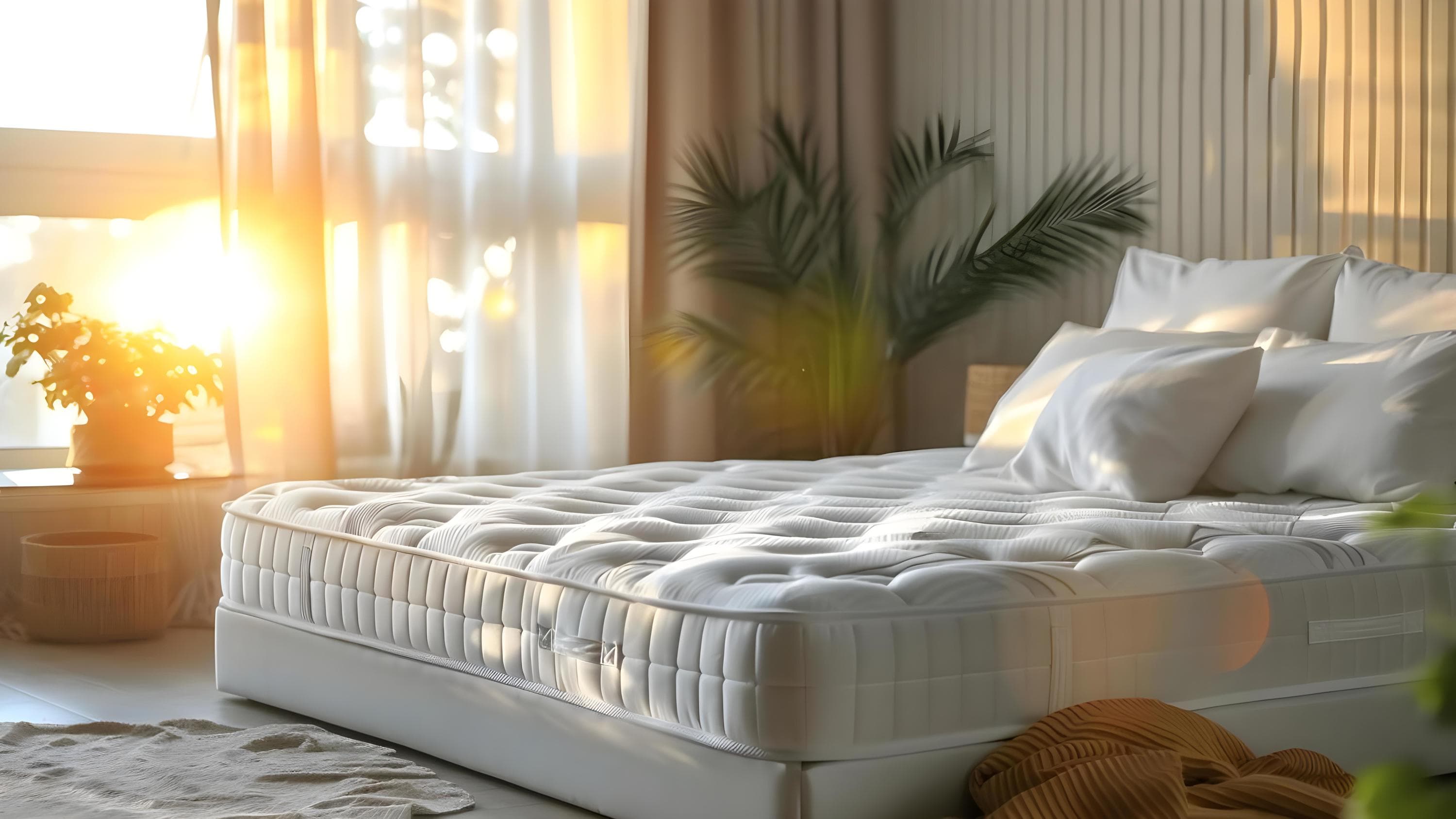 Bed with comfy mattress in a beautiful room